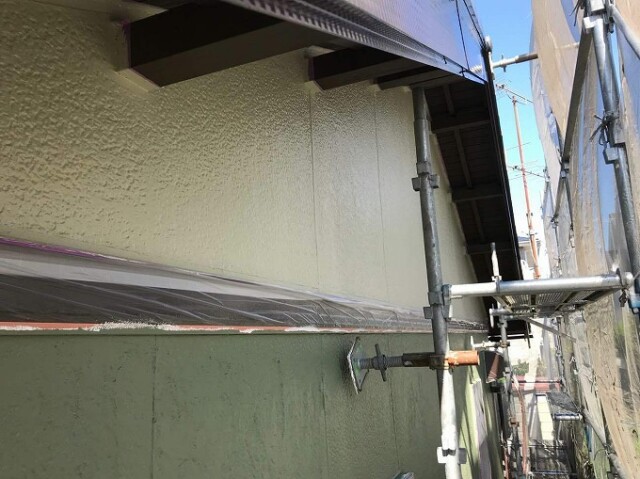 矢切部スタッコ壁（上塗り完了）